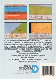 Box back cover for Fighter Pilot on the Atari 8-bit.