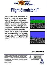 Box back cover for Flight Simulator 2 on the Atari 8-bit.