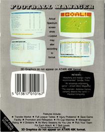 Box back cover for Football Manager on the Atari 8-bit.