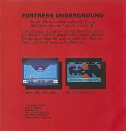 Box back cover for Fortress Underground on the Atari 8-bit.