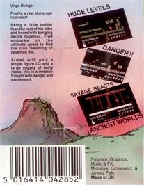 Box back cover for Fred on the Atari 8-bit.