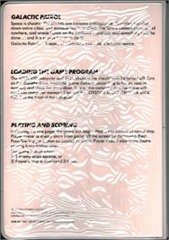 Box back cover for Galactic Patrol on the Atari 8-bit.