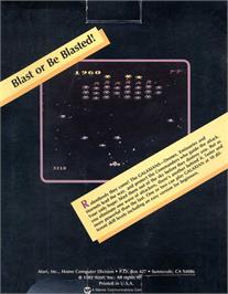 Box back cover for Galaxian on the Atari 8-bit.