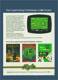 Box back cover for Go on the Atari 8-bit.
