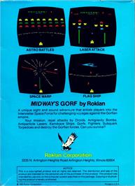 Box back cover for Gorf on the Atari 8-bit.