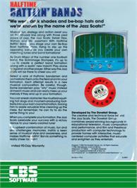 Box back cover for Halftime Battlin' Bands on the Atari 8-bit.