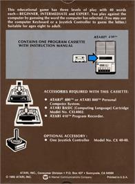 Box back cover for Hangman on the Atari 8-bit.