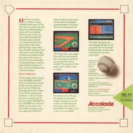 Box back cover for Hardball! on the Atari 8-bit.
