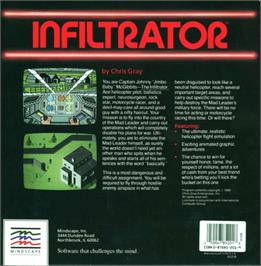 Box back cover for Infiltrator on the Atari 8-bit.