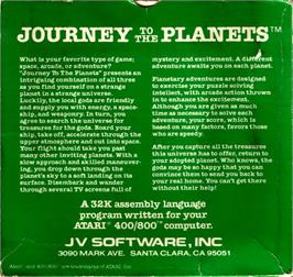 Box back cover for Journey to the Planets on the Atari 8-bit.