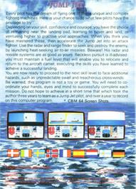 Box back cover for Jump Jet on the Atari 8-bit.