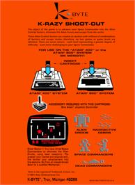 Box back cover for K-Razy Shootout on the Atari 8-bit.