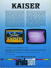 Box back cover for Kaiser on the Atari 8-bit.
