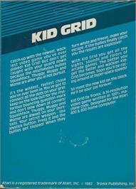 Box back cover for Kid Grid on the Atari 8-bit.