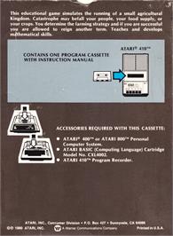 Box back cover for Kingdom on the Atari 8-bit.