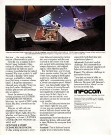 Box back cover for Leather Goddesses of Phobos on the Atari 8-bit.