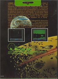 Box back cover for Lunar Leeper on the Atari 8-bit.