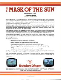 Box back cover for Mask Of The Sun, The on the Atari 8-bit.