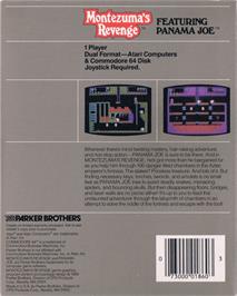 Box back cover for Montezuma's Revenge on the Atari 8-bit.