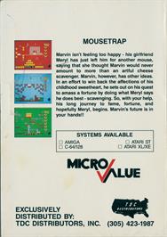 Box back cover for Mouse Trap on the Atari 8-bit.