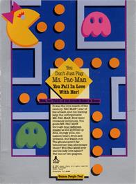 Box back cover for Ms. Pac-man on the Atari 8-bit.