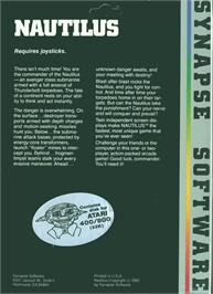 Box back cover for Nautilus on the Atari 8-bit.