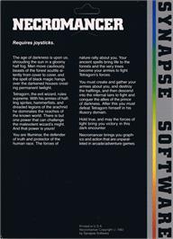 Box back cover for Necromancer on the Atari 8-bit.