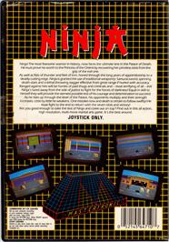 Box back cover for Ninja on the Atari 8-bit.