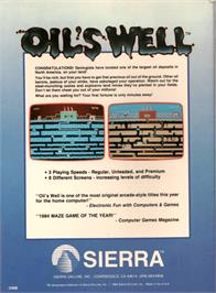 Box back cover for Oil's Well on the Atari 8-bit.