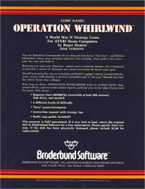 Box back cover for Operation Whirlwind on the Atari 8-bit.