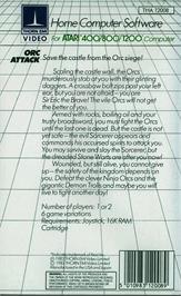 Box back cover for Orc Attack on the Atari 8-bit.