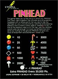 Box back cover for Pinhead on the Atari 8-bit.