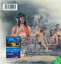 Box back cover for Pirates of the Barbary Coast on the Atari 8-bit.