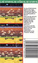 Box back cover for Planet Attack on the Atari 8-bit.
