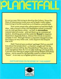Box back cover for Planetfall (Argus Press Software) on the Atari 8-bit.