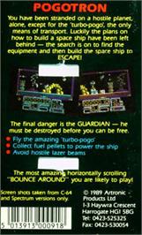 Box back cover for Pogotron on the Atari 8-bit.