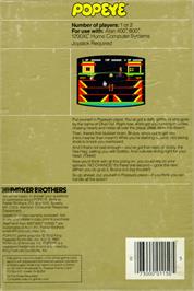 Box back cover for Popeye on the Atari 8-bit.