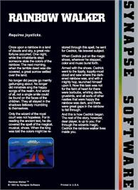 Box back cover for Rainbow Walker on the Atari 8-bit.