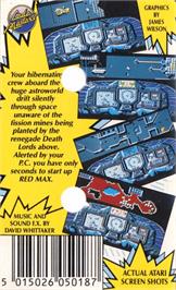 Box back cover for Red Max on the Atari 8-bit.