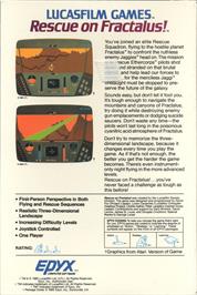 Box back cover for Rescue On Fractalus! on the Atari 8-bit.
