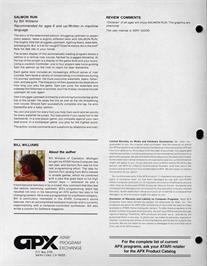 Box back cover for Salmon Run on the Atari 8-bit.