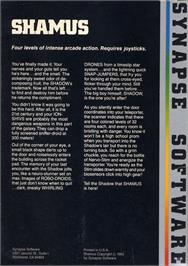 Box back cover for Shamus on the Atari 8-bit.