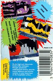 Box back cover for Sidewinder on the Atari 8-bit.