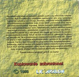 Box back cover for Smus on the Atari 8-bit.