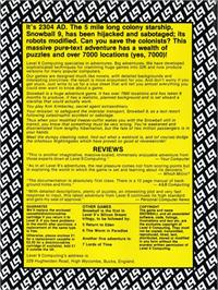 Box back cover for Snowball on the Atari 8-bit.