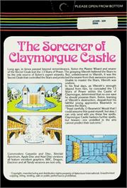 Box back cover for Sorcerer Of Claymorgue Castle on the Atari 8-bit.