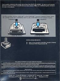 Box back cover for Space Invaders on the Atari 8-bit.