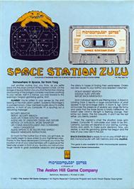 Box back cover for Space Station Zulu on the Atari 8-bit.
