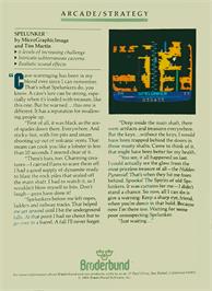 Box back cover for Spelunker on the Atari 8-bit.