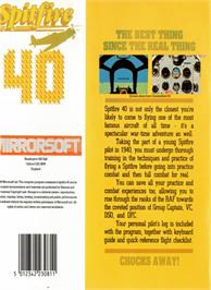Box back cover for Spitfire '40 on the Atari 8-bit.